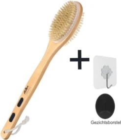 Blubs® – Houten Badborstel – Dry Brush – Rug Scrubber – Lichaamsborstel – Rugborstel Douche Met Steel – Huidborstel – Rugborstel Hout – Houten Badborstel Met Steel – Doucheborstel Met Steel – Houten Borstel – Droogborstel – Massage – Zwart