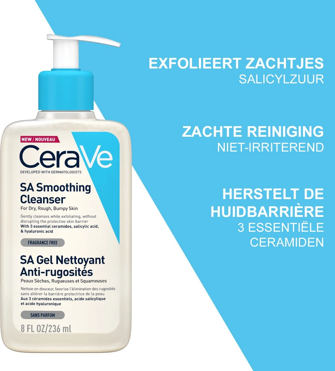 CeraVe - SA Smoothing Cleanser - Reinigingsgel - Droge Tot Ruwe Huid - 236 Ml 10 CeraVe - SA Smoothing Cleanser - Reinigingsgel - Droge Tot Ruwe Huid - 236 Ml - Afbeelding 8