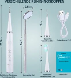 Merkloos Tandsteen Verwijderaar Elektrisch – Tandenborstel Opzetstukken - Tandarts Spiegel - 5 Standen -Wit -Verzorgingsproducten 1086x1200 2