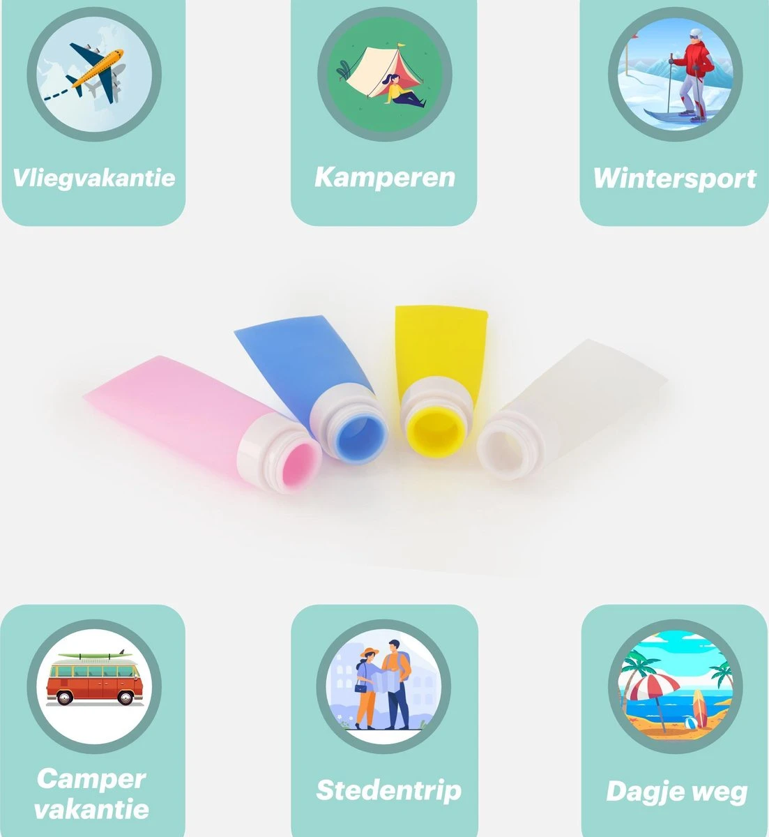 Qpacks - 8-delige Reisflesjes Set Transparant - Vliegtuig Handbagage - Navulbare Reis 100ML Flacons - Incl. Potjes & Etui -Travel - Reisaccessoires 9 Qpacks - 8-delige Reisflesjes Set Transparant - Vliegtuig Handbagage - Navulbare Reis 100ML Flacons - Incl. Potjes & Etui -Travel - Reisaccessoires - Afbeelding 7