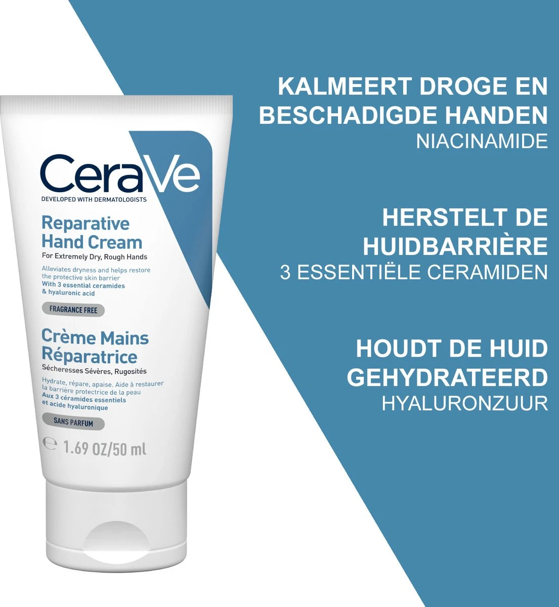 CeraVe - Reparative Handcream - Handcrème - Tegen Droge En Ruwe Handen - 50 Ml 5 CeraVe - Reparative Handcream - Handcrème - Tegen Droge En Ruwe Handen - 50 Ml - Afbeelding 3