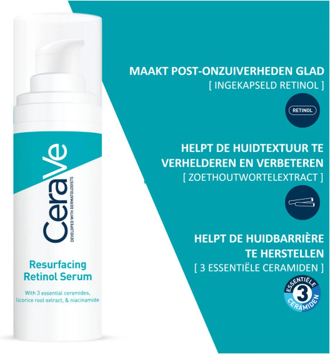 CeraVe Resurfacing Retinol Serum - 30ml - Voor Onzuivere Huid Met Neiging Tot Acne 7 CeraVe Resurfacing Retinol Serum - 30ml - Voor Onzuivere Huid Met Neiging Tot Acne - Afbeelding 6