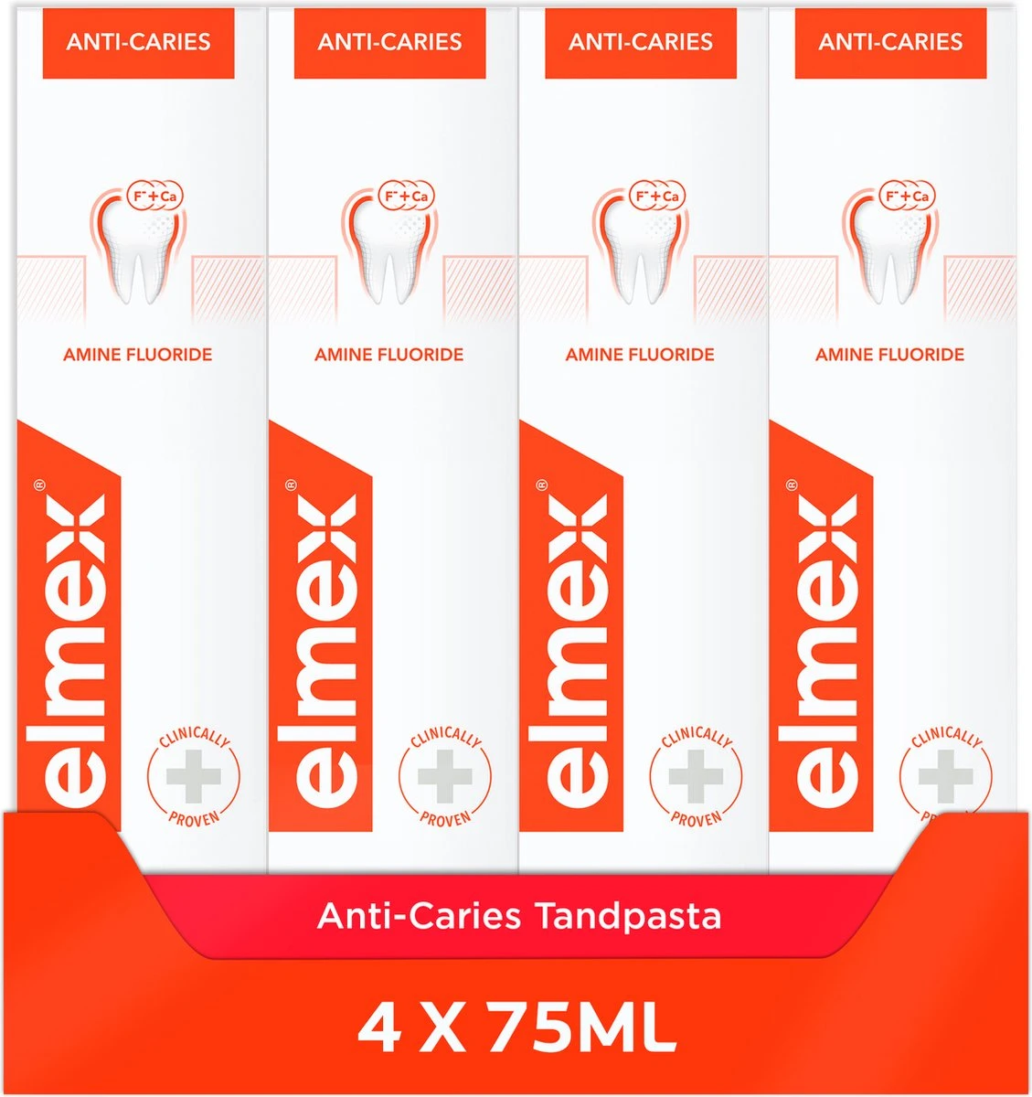 Elmex Anti Caries Tandpasta 4 X 75ml - Voordeelverpakking 3 Elmex Anti Caries Tandpasta 4 X 75ml - Voordeelverpakking