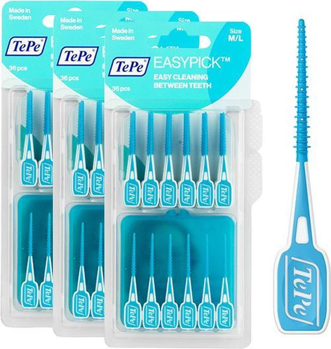 Tepe Easypick Ragers M/L - Turquoise - 3x36 Stuks 5 Tepe Easypick Ragers M/L - Turquoise - 3x36 Stuks - Afbeelding 3