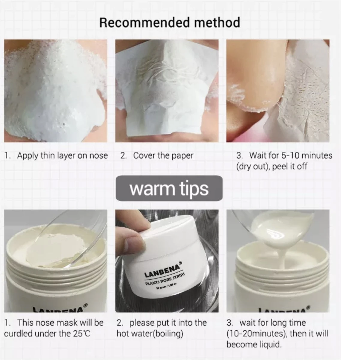 Lanbena Strips - Blackhead - Anti Mee-eters - Grove Poriën - Mee-eters Verwijderen - Acne - Huidverzorging 6 Lanbena Strips - Blackhead - Anti Mee-eters - Grove Poriën - Mee-eters Verwijderen - Acne - Huidverzorging - Afbeelding 4