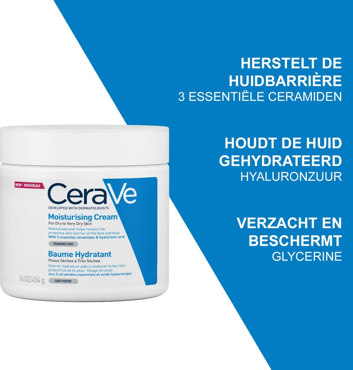 CeraVe - Moisturizing Cream - Bodycrème - Droge Tot Zeer Droge Huid - 454 G 4 CeraVe - Moisturizing Cream - Bodycrème - Droge Tot Zeer Droge Huid - 454 G - Afbeelding 2