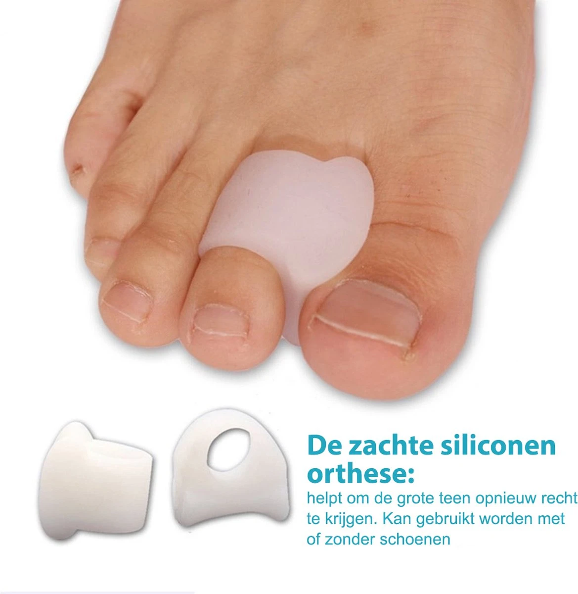 {Feetz} Hallux Valgus Bunion Protector & Corrector - SET VAN 8 STUKS – Voetverzorging & Teenspreider Teenspalk – Voorvoetzolen Siliconen Set Ter Correctie Van Tenenstand. Inclusief Teenband & Massagebal Voor Spierversterkende Oefeningen 5 {Feetz} Hallux Valgus Bunion Protector & Corrector - SET VAN 8 STUKS – Voetverzorging & Teenspreider Teenspalk – Voorvoetzolen Siliconen Set Ter Correctie Van Tenenstand. Inclusief Teenband & Massagebal Voor Spierversterkende Oefeningen - Afbeelding 3