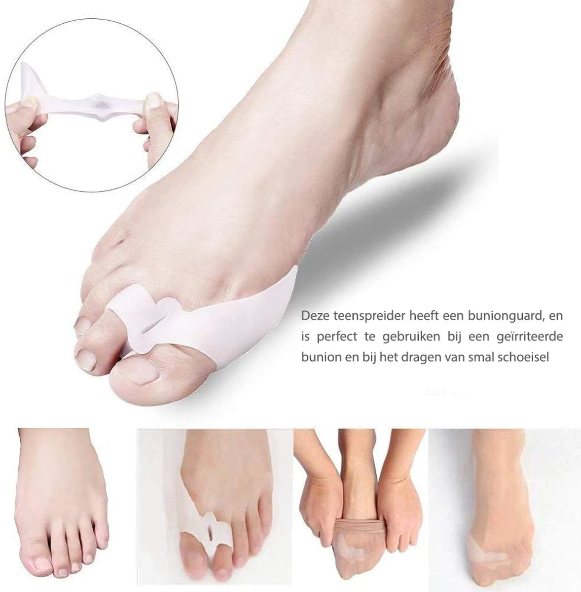 {Feetz} Hallux Valgus Bunion Protector & Corrector - SET VAN 8 STUKS – Voetverzorging & Teenspreider Teenspalk – Voorvoetzolen Siliconen Set Ter Correctie Van Tenenstand. Inclusief Teenband & Massagebal Voor Spierversterkende Oefeningen 8 {Feetz} Hallux Valgus Bunion Protector & Corrector - SET VAN 8 STUKS – Voetverzorging & Teenspreider Teenspalk – Voorvoetzolen Siliconen Set Ter Correctie Van Tenenstand. Inclusief Teenband & Massagebal Voor Spierversterkende Oefeningen - Afbeelding 6