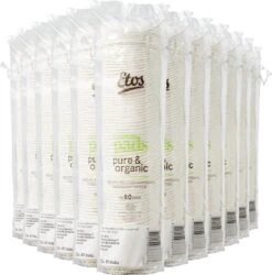 Etos Wattenschijfjes - Pure & Organic - 960 Stuks (12 Rollen X 80 Watten)