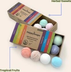 HappySoaps Mini Bath Bombs - Tropical Fruits - 8 Bruisballen In Verschillende Tropische Geuren - 100% Plasticvrij, Vegan & Natuurlijk -Verzorgingsproducten 1187x1200 6