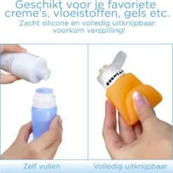 TRVLMORE Silicone Reisflesjes - Navulbaar - Handbagage - 100 ML - 3 Stuks - Oranje/Paars/Blauw -Verzorgingsproducten 1196x1200 6