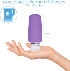 TRVLMORE Silicone Reisflesjes - Navulbaar - Handbagage - 100 ML - 3 Stuks - Oranje/Paars/Blauw -Verzorgingsproducten 1196x1200 7
