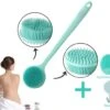 Blubs® – Badborstel – Dry Brush – Rug Scrubber – Lichaamsborstel – Rugborstel Douche Met Steel – Huidborstel – Doucheborstel – Bad- & Doucheaccessoires – Badborstel Met Steel – Doucheborstel Rugborstel – Siliconen Borstel – Massage – Cyaan