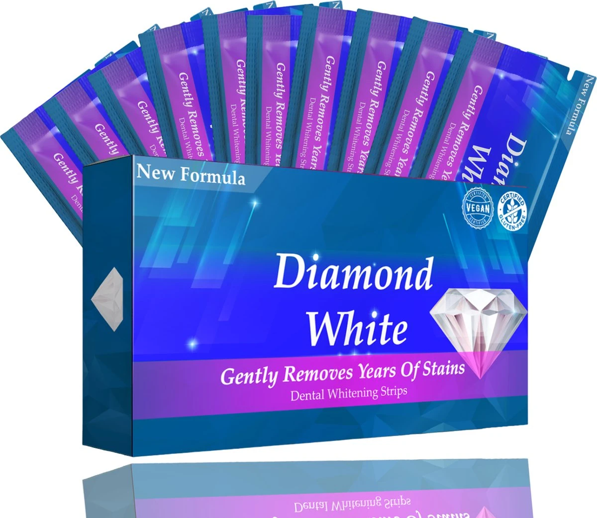 Diamond White - Teeth Whitening Strips - 28x Strips - Zonder Peroxide (0%) - Tandenbleekset - Tandenbleek Strips – Mint 3 Diamond White - Teeth Whitening Strips - 28x Strips - Zonder Peroxide (0%) - Tandenbleekset - Tandenbleek Strips – Mint