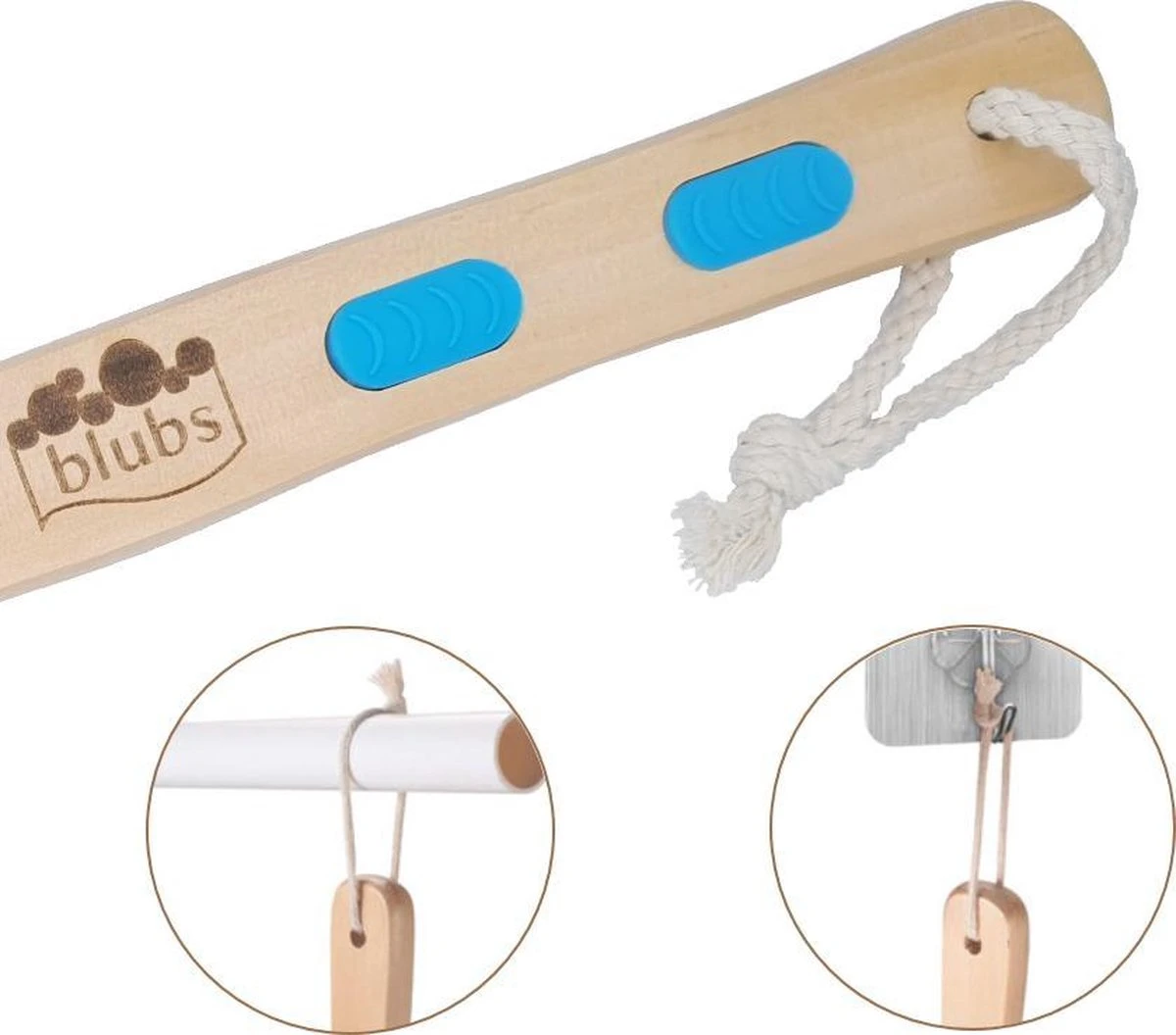 Blubs® – Houten Badborstel – Dry Brush – Rug Scrubber – Lichaamsborstel – Rugborstel Douche Met Steel – Huidborstel – Rugborstel Hout – Houten Badborstel Met Steel – Doucheborstel Met Steel – Houten Borstel – Droogborstel – Massage – Blauw 7 Blubs® – Houten Badborstel – Dry Brush – Rug Scrubber – Lichaamsborstel – Rugborstel Douche Met Steel – Huidborstel – Rugborstel Hout – Houten Badborstel Met Steel – Doucheborstel Met Steel – Houten Borstel – Droogborstel – Massage – Blauw - Afbeelding 5