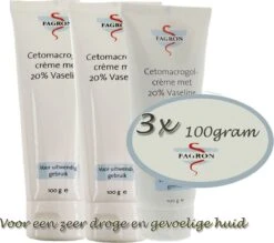 Voorkant 19 -Fagron- Cetomacrogolcrème Met 20 % Vaseline - Bij Droge Huid - 3x 100gram