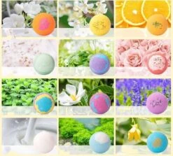 Nixnix - Bath Bombs 12 Stuks - Bruisballen Voor In Bad - 12 Etherische Aroma Bad Bommen - Giftset - Cadeau - 60g Per Stuk - Bruis Ballen Bad - Badballen -Verzorgingsproducten 1200x1084 3