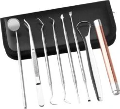 Qy Tandarts Set Voor Het Verwijderen Van Tandsteen En Verzorgen Van Het Gebit – 8 Delig In Luxe Opbergetui -Verzorgingsproducten 1200x1095 2