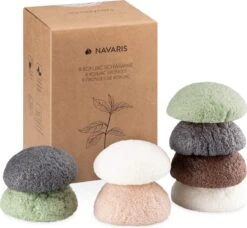 Navaris Set Van 8 Konjac Sponzen - Natuurlijke Sponzen Voor Gezichtsreiniging - Reinigt De Rijpe, Onzuivere, Droge, Gevoelige En Normale Huid - Vegan -Verzorgingsproducten 1200x1108 2