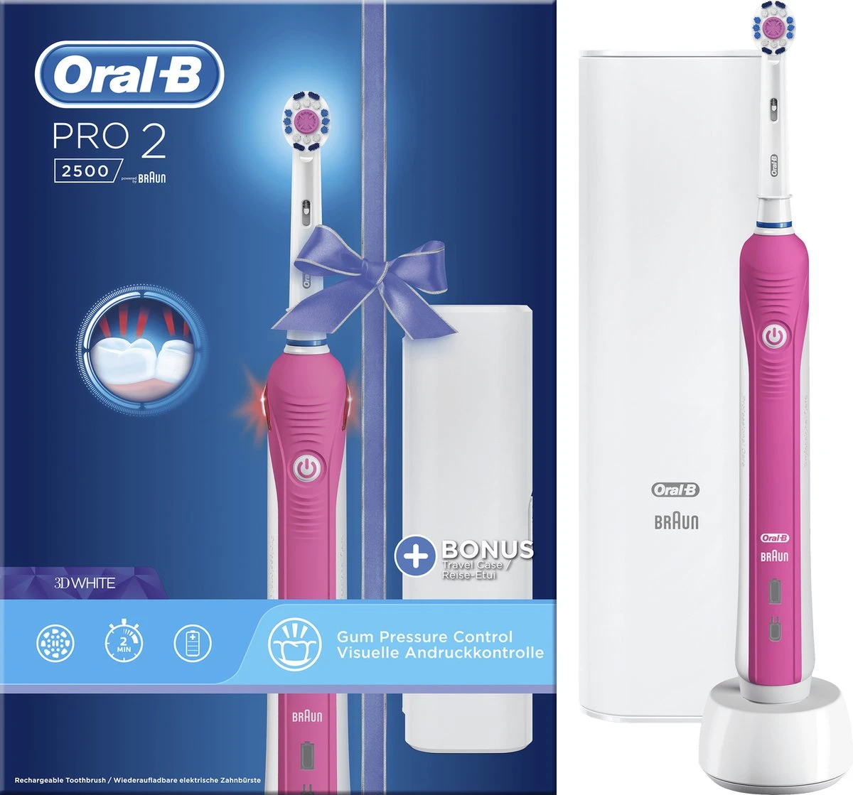 Oral B Oral-B PRO 2500 3D - Elektrische Tandenborstel - Roze 3 Oral B Oral-B PRO 2500 3D - Elektrische Tandenborstel - Roze