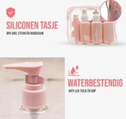 Reisflesjes Set 9-delig - Reisset - Reisflesjes Handbagage - Reis Toilettas - Reisflacons - Vliegtuig - Navulbare Reisflesjes - Roze -Verzorgingsproducten 1200x1135 3