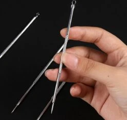 Merkloos Professionele Comedonen Drukker / Lepel RVS - Puistjes / Mee-eters / Acne Verwijderen - Puisten Verwijderaar - Set - Universeel