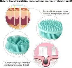 Blubs® – Badborstel – Dry Brush – Rug Scrubber – Lichaamsborstel – Rugborstel Douche Met Steel – Huidborstel – Doucheborstel – Bad- & Doucheaccessoires – Badborstel Met Steel – Doucheborstel Rugborstel – Siliconen Borstel – Massage – Cyaan -Verzorgingsproducten 1200x1142 5