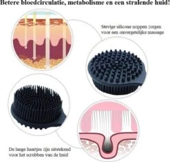 Blubs® – Badborstel – Dry Brush – Rug Scrubber – Lichaamsborstel – Rugborstel Douche Met Steel – Huidborstel – Doucheborstel – Bad- & Doucheaccessoires – Badborstel Met Steel – Doucheborstel Rugborstel – Siliconen Borstel – Massage – Zwart -Verzorgingsproducten 1200x1142 6