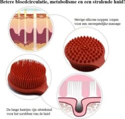 Blubs® – Badborstel – Dry Brush – Rug Scrubber – Lichaamsborstel – Rugborstel Douche Met Steel – Huidborstel – Rugborstel Kunststof – Badborstel Met Steel – Doucheborstel Met Steel – Siliconen Borstel – Droogborstel – Massage – Rood -Verzorgingsproducten 1200x1142 7