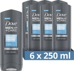 Dove Men+Care Clean Comfort Verzorgende Douchegel - 6 X 250 Ml - Voordeelverpakking