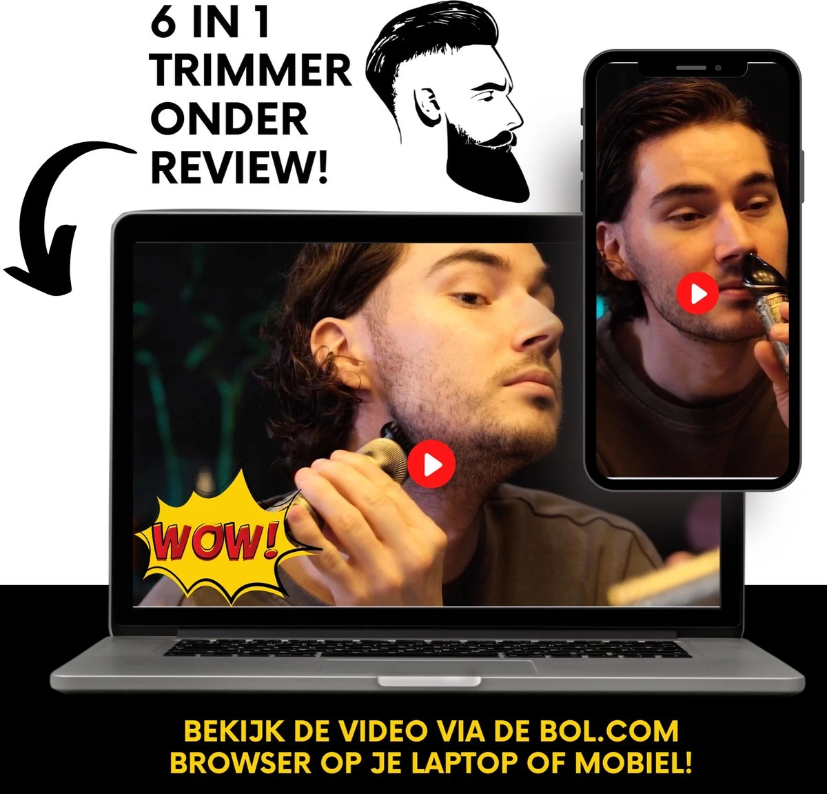 6-in-1 Baardtrimmer Mannen - Trimmer Voor Baard En Lichaam - Incl. 6 Opzetstukken - Bodygroomer Mannen - Bodytrimmer Heren - Tondeuse - 0.5-15MM - Neus En Oor 4 6-in-1 Baardtrimmer Mannen - Trimmer Voor Baard En Lichaam - Incl. 6 Opzetstukken - Bodygroomer Mannen - Bodytrimmer Heren - Tondeuse - 0.5-15MM - Neus En Oor - Afbeelding 2