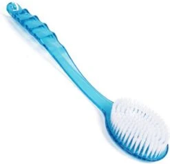 Voorkant 23 *** Bad Borstel Met Lange Steel En Scrubber - Rugborstel - Badborstel - Doucheborstel - Random Kleur Transparant - Van Heble® ***