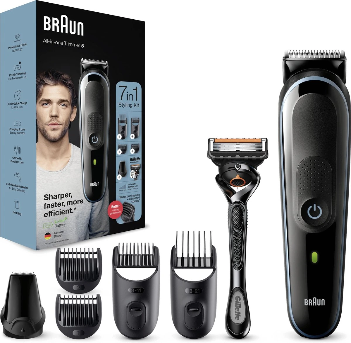 Braun Multigroomer 5 MGK5355 - 7in1 Trimmer Voor Mannen - 5 Opzetstukken 3 Braun Multigroomer 5 MGK5355 - 7in1 Trimmer Voor Mannen - 5 Opzetstukken