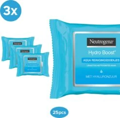 Neutrogena Hydro Boost Aqua Reinigingsdoekjes, Met Neutrogena Reinigingstechnologie, Hyaluronzuur En Een Hydraterende Crème, 3 X 25 Stuks