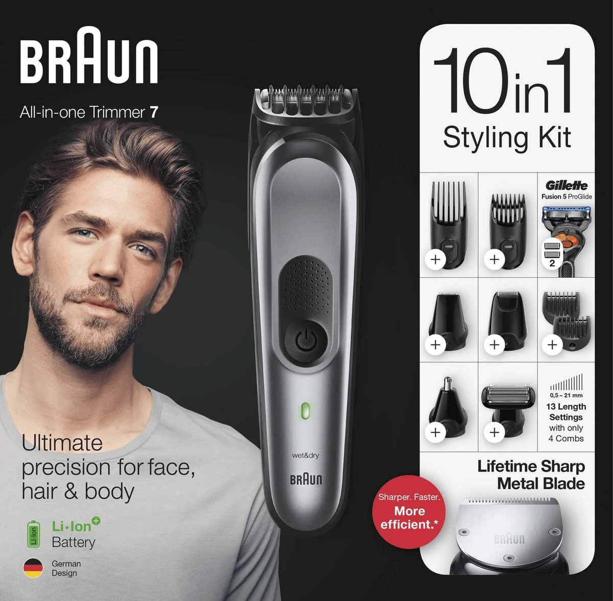 Braun Multigroomer 7221 - 10 In 1 Trimmer - Baardtrimmer Haartrimmer Bodygroomer 13 Braun Multigroomer 7221 - 10 In 1 Trimmer - Baardtrimmer Haartrimmer Bodygroomer - Afbeelding 11