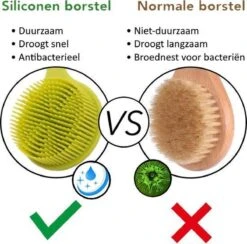 Blubs® – Badborstel – Dry Brush – Rug Scrubber – Lichaamsborstel – Rugborstel Douche Met Steel – Huidborstel – Rugborstel Kunststof – Badborstel Met Steel – Doucheborstel Met Steel – Siliconen Borstel – Droogborstel – Massage – Groen -Verzorgingsproducten 1200x1186 8