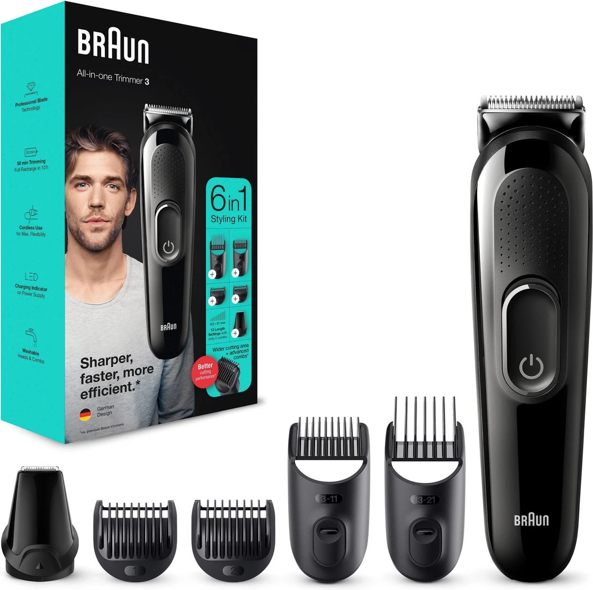 Braun Multigroomer 3 MGK3325 - 6-in-1 Trimmer Voor Mannen - Baard + Haar 3 Braun Multigroomer 3 MGK3325 - 6-in-1 Trimmer Voor Mannen - Baard + Haar