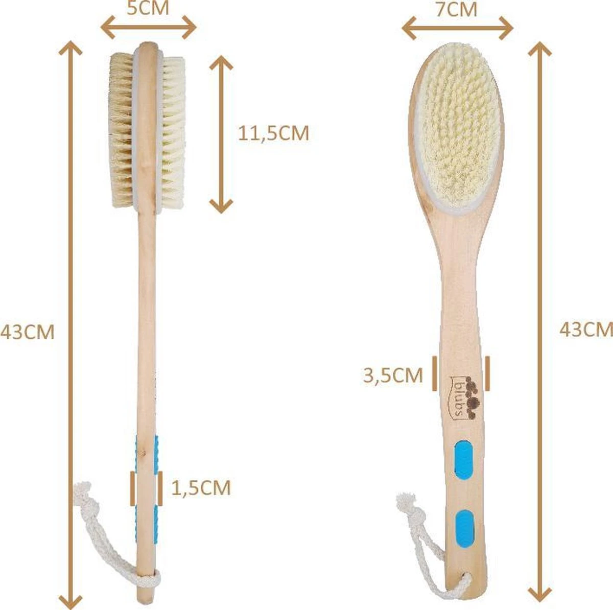 Blubs® – Houten Badborstel – Dry Brush – Rug Scrubber – Lichaamsborstel – Rugborstel Douche Met Steel – Huidborstel – Rugborstel Hout – Houten Badborstel Met Steel – Doucheborstel Met Steel – Houten Borstel – Droogborstel – Massage – Blauw 8 Blubs® – Houten Badborstel – Dry Brush – Rug Scrubber – Lichaamsborstel – Rugborstel Douche Met Steel – Huidborstel – Rugborstel Hout – Houten Badborstel Met Steel – Doucheborstel Met Steel – Houten Borstel – Droogborstel – Massage – Blauw - Afbeelding 6