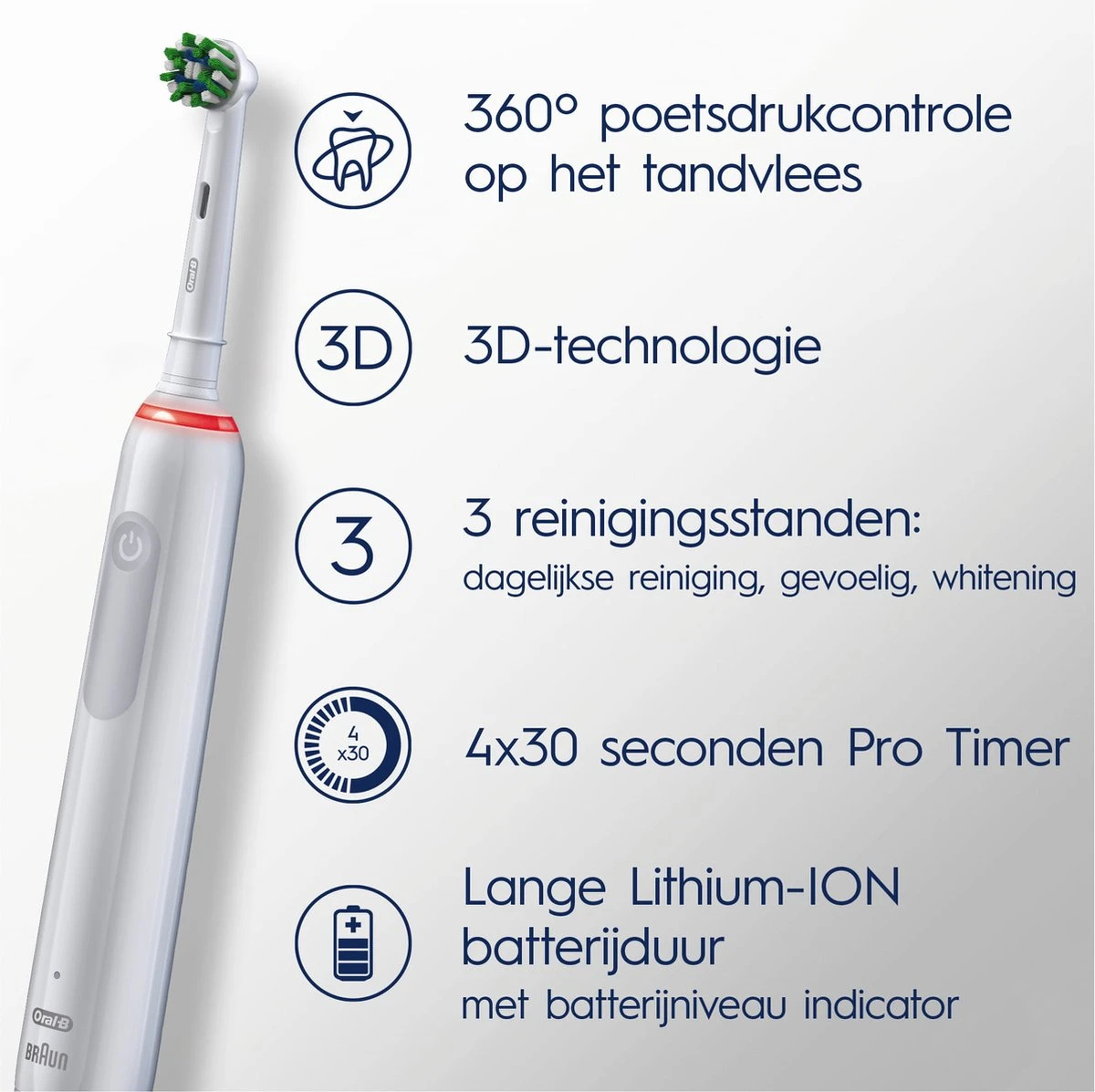 Oral B Oral-B Pro 3 3500 - Elektrische Tandenborstel - Wit 8 Oral B Oral-B Pro 3 3500 - Elektrische Tandenborstel - Wit - Afbeelding 6