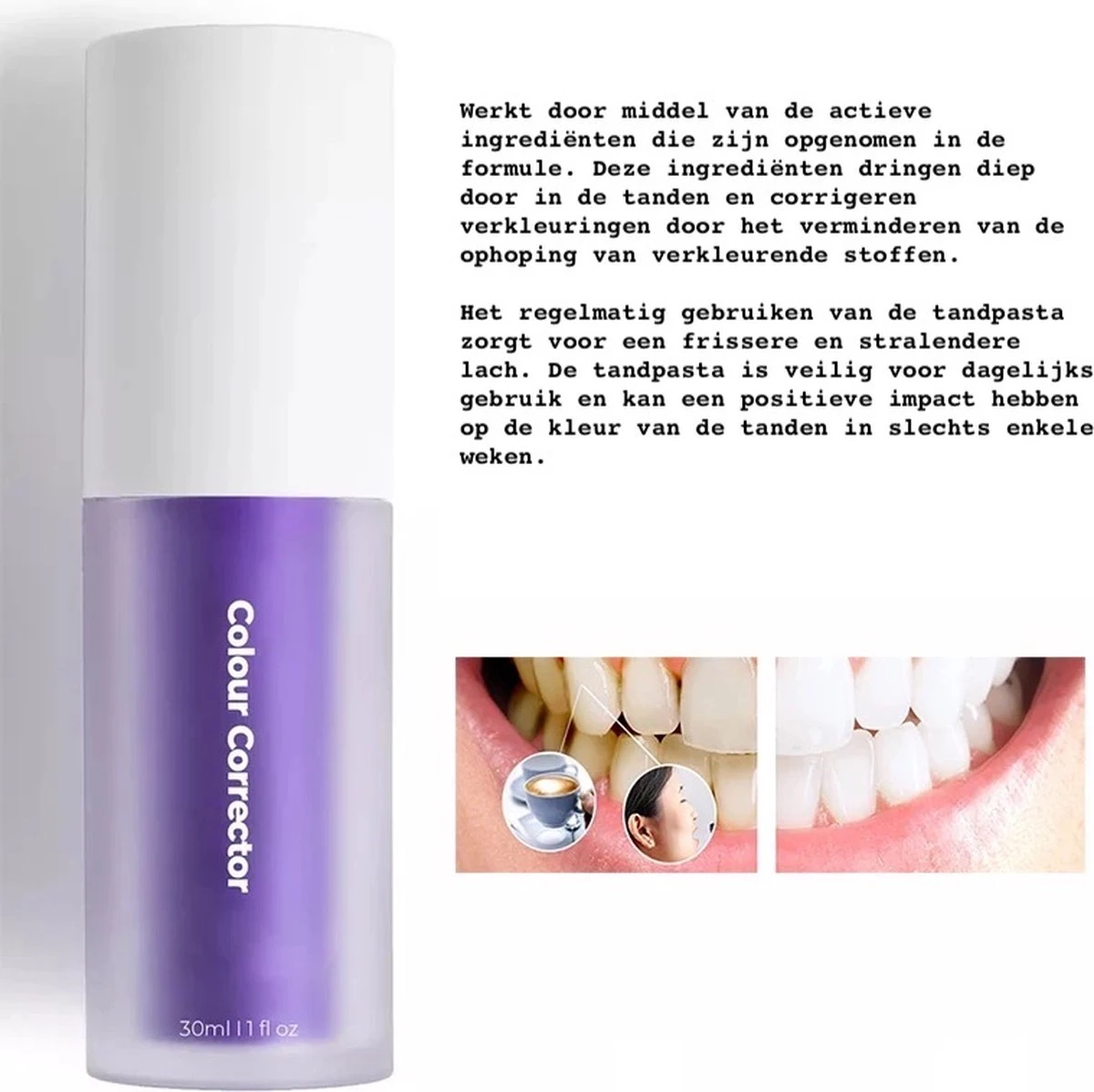 Tandpasta V34 Colour Corrector - Paarse Tandpasta - Tandenblekers - Hismile 6 Tandpasta V34 Colour Corrector - Paarse Tandpasta - Tandenblekers - Hismile - Afbeelding 4