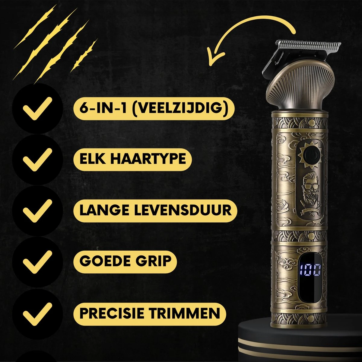 6-in-1 Baardtrimmer Mannen - Trimmer Voor Baard En Lichaam - Incl. 6 Opzetstukken - Bodygroomer Mannen - Bodytrimmer Heren - Tondeuse - 0.5-15MM - Neus En Oor 6 6-in-1 Baardtrimmer Mannen - Trimmer Voor Baard En Lichaam - Incl. 6 Opzetstukken - Bodygroomer Mannen - Bodytrimmer Heren - Tondeuse - 0.5-15MM - Neus En Oor - Afbeelding 4