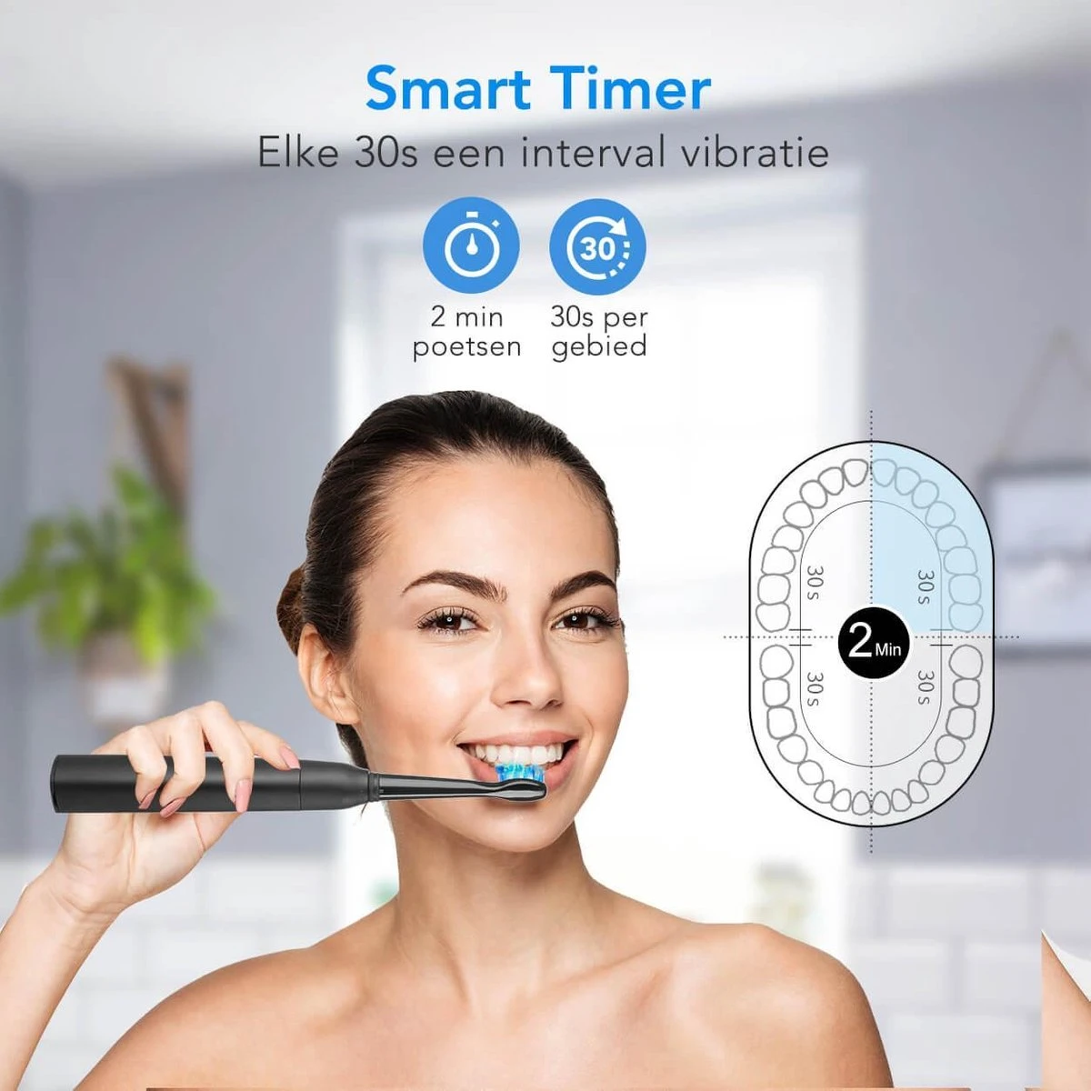 LifeGoods Elektrische Tandenborstel - Oplaadbaar - Veilig Voor Douche - 4 Opzetborstels - Zwart 11 LifeGoods Elektrische Tandenborstel - Oplaadbaar - Veilig Voor Douche - 4 Opzetborstels - Zwart - Afbeelding 9