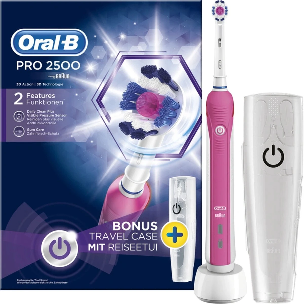 Oral B Oral-B PRO 2500 3D - Elektrische Tandenborstel - Roze 12 Oral B Oral-B PRO 2500 3D - Elektrische Tandenborstel - Roze - Afbeelding 10