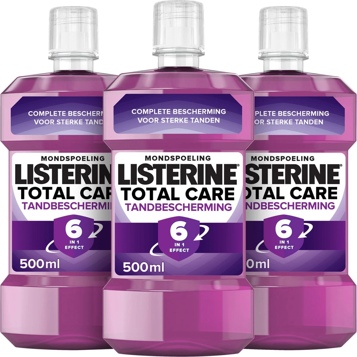 LISTERINE Total Care Tandbescherming, Mondspoeling, Biedt Complete Bescherming Voor Sterke Tanden Met 6 In 1 Effect, 3 X 500 Ml 4 LISTERINE Total Care Tandbescherming, Mondspoeling, Biedt Complete Bescherming Voor Sterke Tanden Met 6 In 1 Effect, 3 X 500 Ml - Afbeelding 2