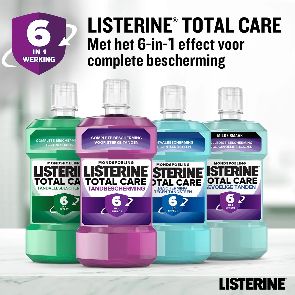 LISTERINE Total Care Tandbescherming, Mondspoeling, Biedt Complete Bescherming Voor Sterke Tanden Met 6 In 1 Effect, 3 X 500 Ml 12 LISTERINE Total Care Tandbescherming, Mondspoeling, Biedt Complete Bescherming Voor Sterke Tanden Met 6 In 1 Effect, 3 X 500 Ml - Afbeelding 10