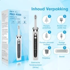DEN-T® PRO P350 Elektrische Tandenpolijster - Wit - 5 Standen - 5 Opzetstukken - Polijstmachine - Polijstset - Tanden Polijsten - -Verzorgingsproducten 1200x1200 1636