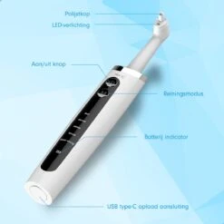 DEN-T® PRO P350 Elektrische Tandenpolijster - Wit - 5 Standen - 5 Opzetstukken - Polijstmachine - Polijstset - Tanden Polijsten - -Verzorgingsproducten 1200x1200 1637