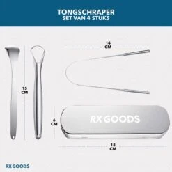 RX Goods RVS Tongschraper Voor Mondverzorging – 4 Stuks – Tongreiniger, Tongborstel & Tong Schraper – Duurzaam & Herbruikbaar 19 RX Goods RVS Tongschraper Voor Mondverzorging – 4 Stuks – Tongreiniger, Tongborstel & Tong Schraper – Duurzaam & Herbruikbaar -Verzorgingsproducten 1200x1200 1828