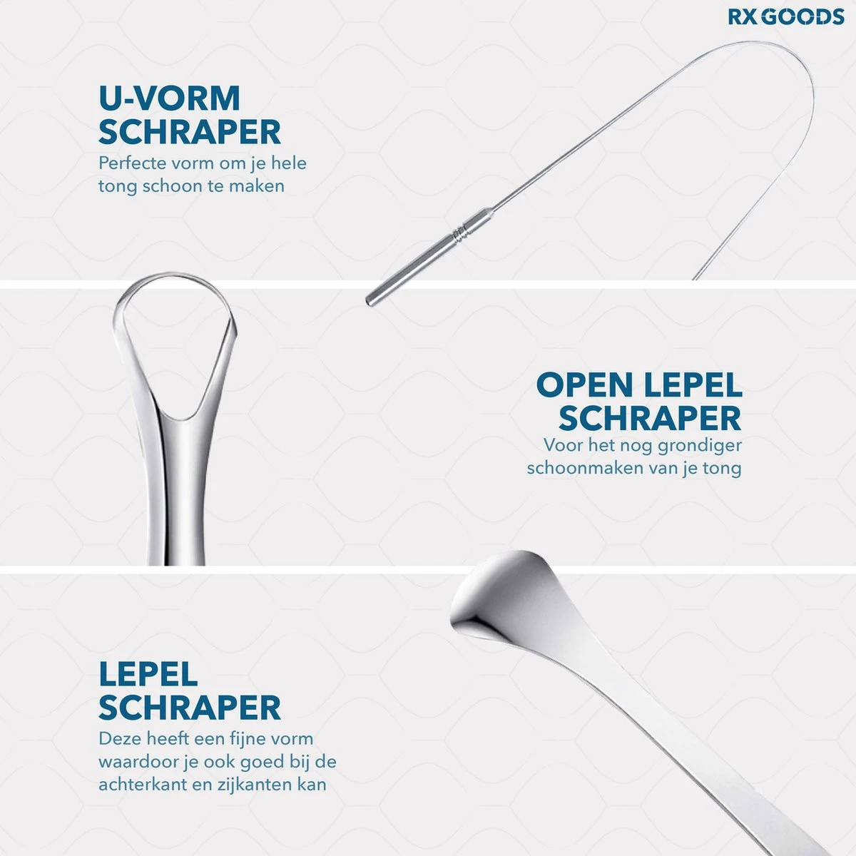 RX Goods RVS Tongschraper Voor Mondverzorging – 4 Stuks – Tongreiniger, Tongborstel & Tong Schraper – Duurzaam & Herbruikbaar 13 RX Goods RVS Tongschraper Voor Mondverzorging – 4 Stuks – Tongreiniger, Tongborstel & Tong Schraper – Duurzaam & Herbruikbaar - Afbeelding 11