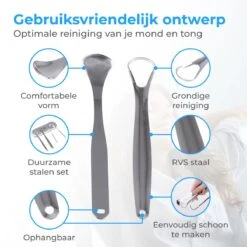 Nuvance - Professionele Tongschraper - 3 In 1 Set - Voor Mondverzorging - Tongreiniger - Tong Schraper - Tongue Scraper - RVS -Verzorgingsproducten 1200x1200 1843